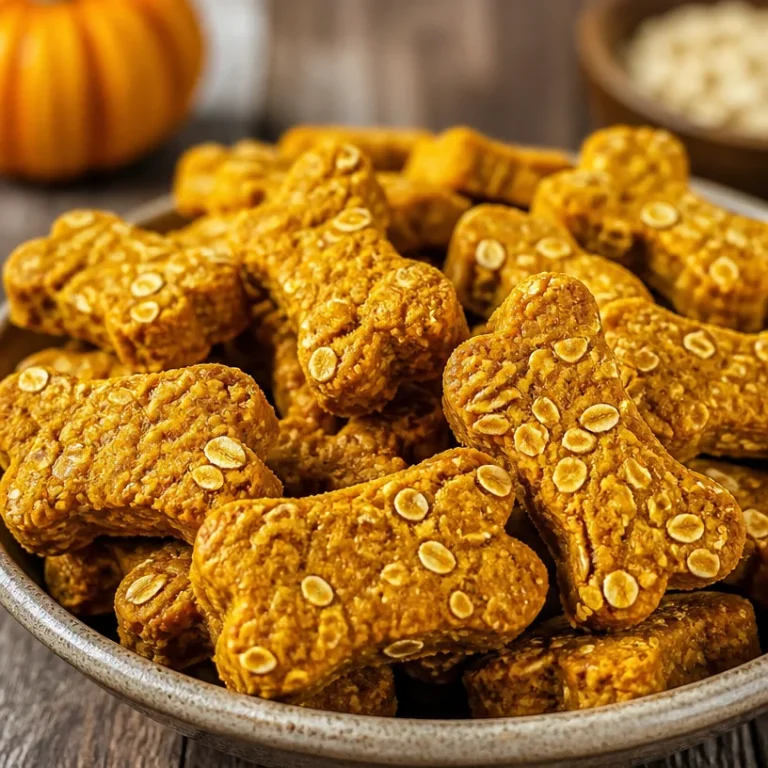Homemade pumpkin oatmeal dog treats fresh from the oven