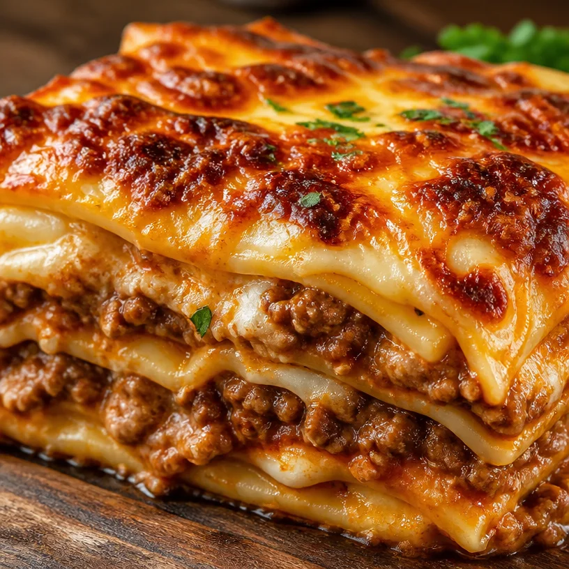 Delicious quick and easy lasagna served in a dish