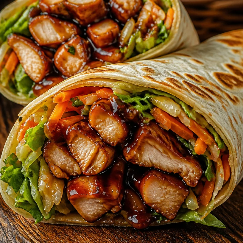Quick Teriyaki Chicken Wraps filled with tender chicken and fresh vegetables