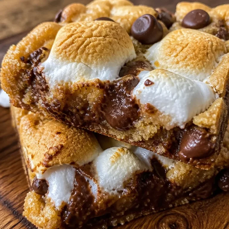Delicious S'mores Cookie Bars topped with chocolate and marshmallows