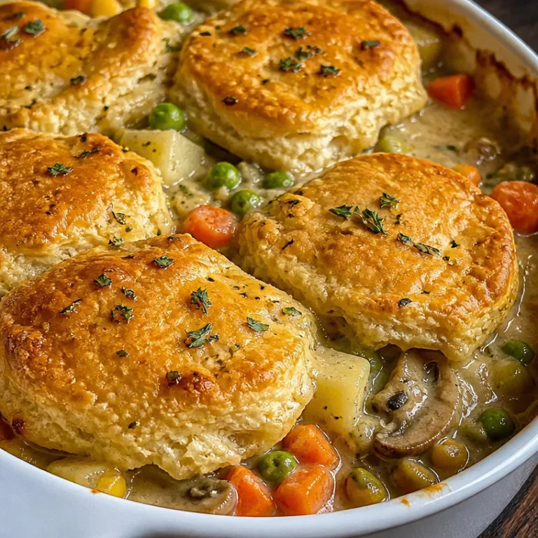 Vegetarian pot pie casserole with fresh vegetables and flaky crust