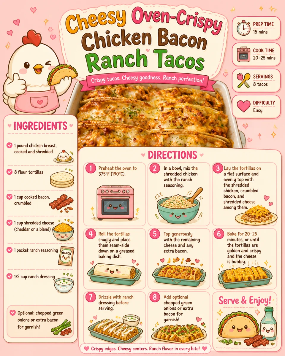 Cheesy Oven-Crispy Chicken Bacon Ranch Tacos