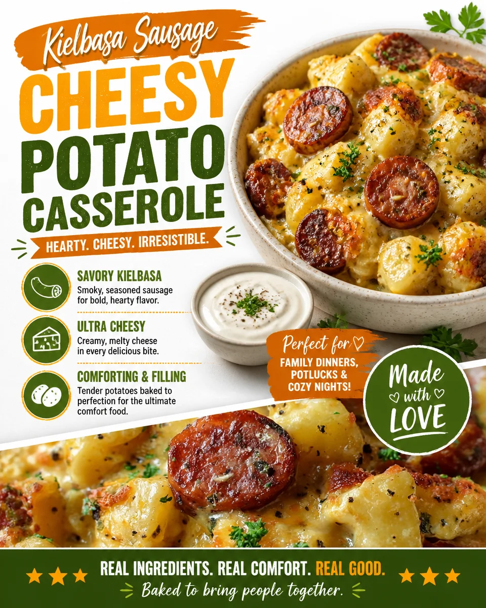 Kielbasa Sausage Cheesy Potato Casserole