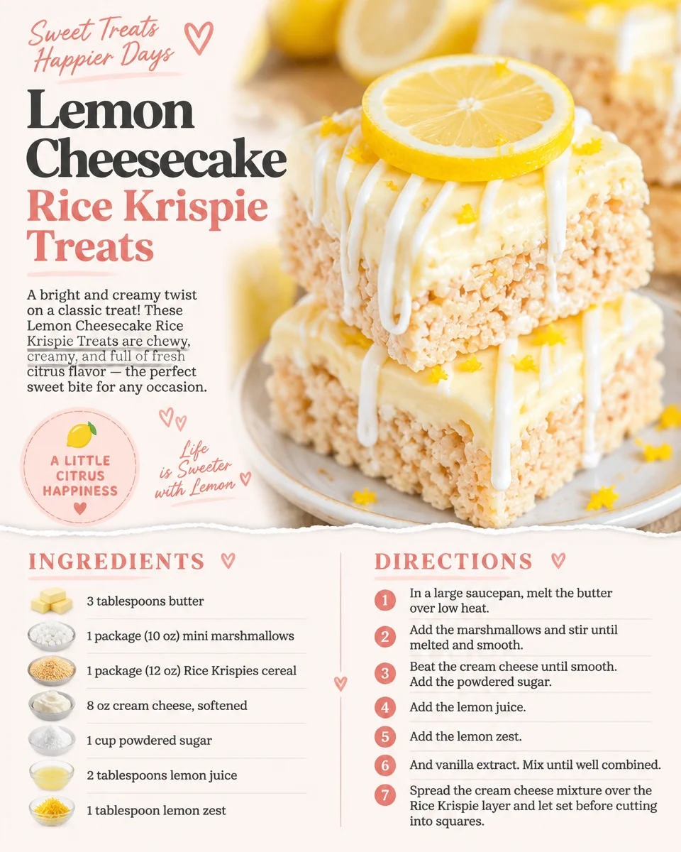 Lemon Cheesecake Rice Krispie Treats