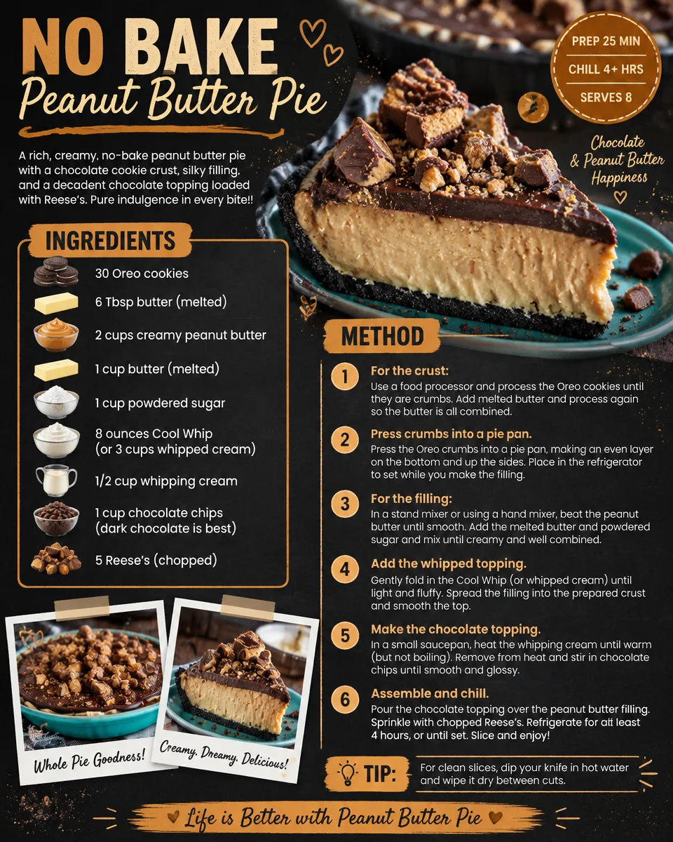 No Bake Peanut Butter Pie