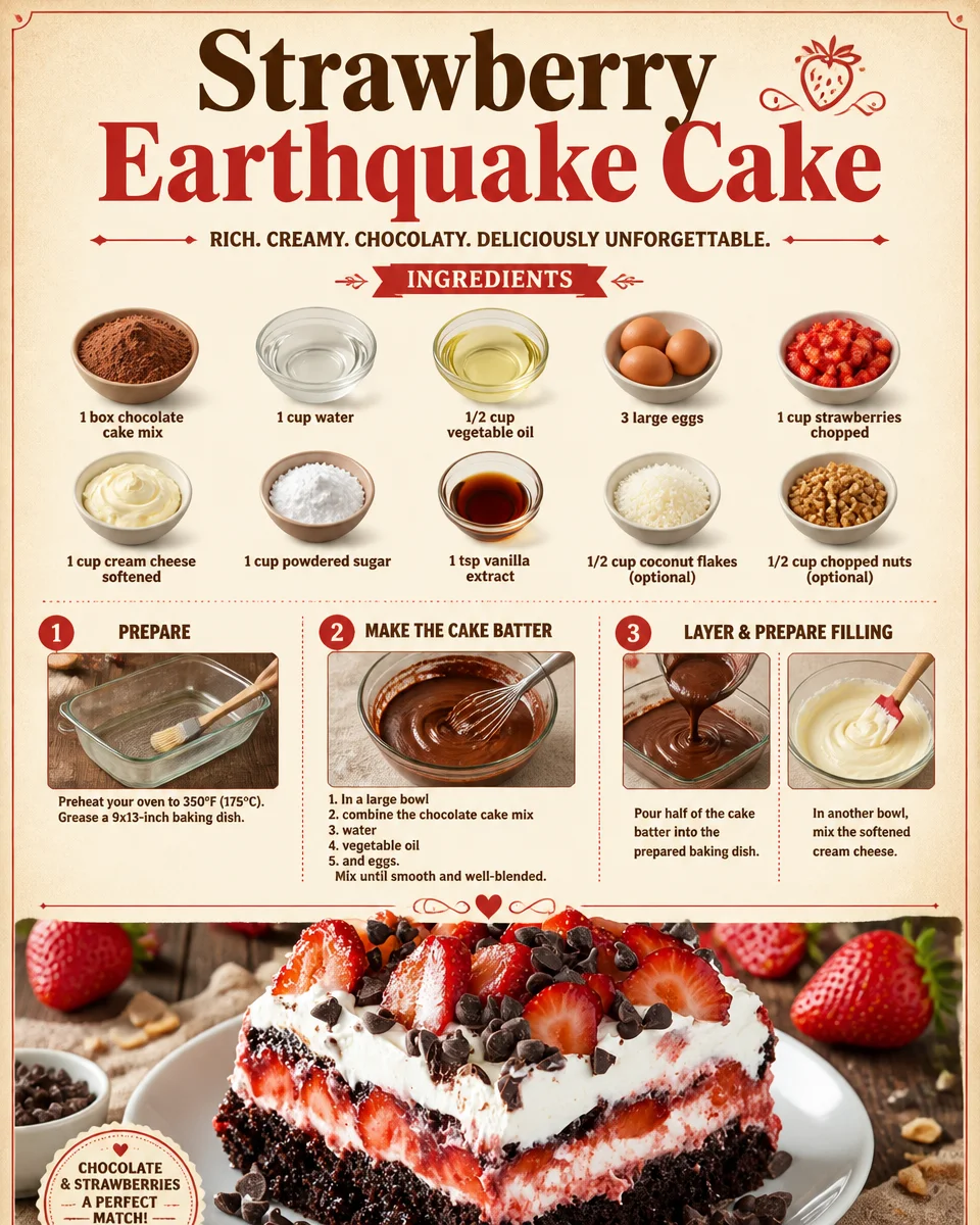Strawberry Earthquake Cake